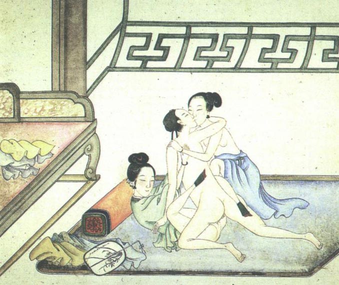 Pintura de la Era Ming – Trío Sexual entre dos Mujeres y un Hombre