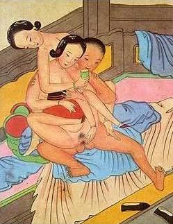 Pintura Ming – Encuentro Sexual Mujer, Hombre, Mujer