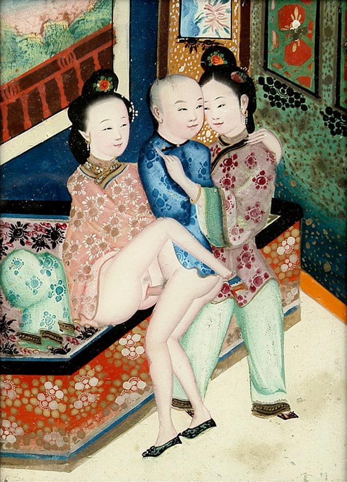 Relación Sexual MHM - Pintura en Vidrio Invertido - Dinastía Qing