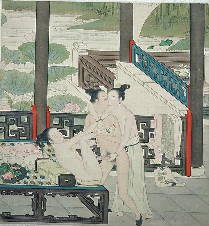 Pintura de Primavera de Palacio – Trío entre Mujer, Hombre y Mujer