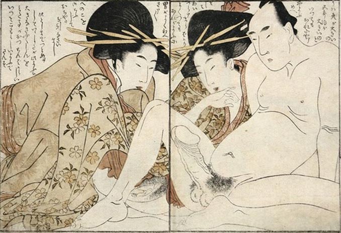 Shunga - Momento Sexual entre Mujeres y Hombre - Kitagawa Utamaro