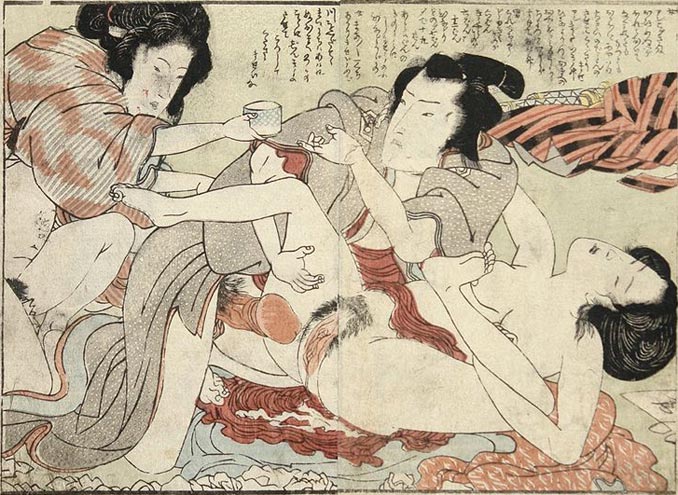 Shunga - Encuentro Sexual entre Tres - Utagawa Kunisada