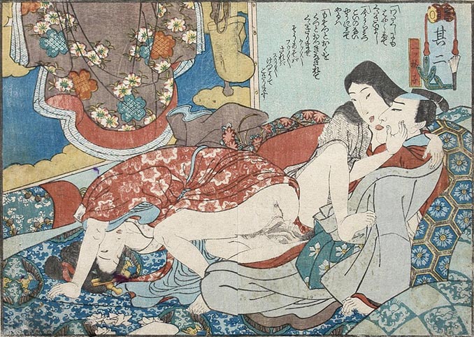 Shunga - Mujer Aristócrata - Joven - Cortesana - Utagawa Kuninao