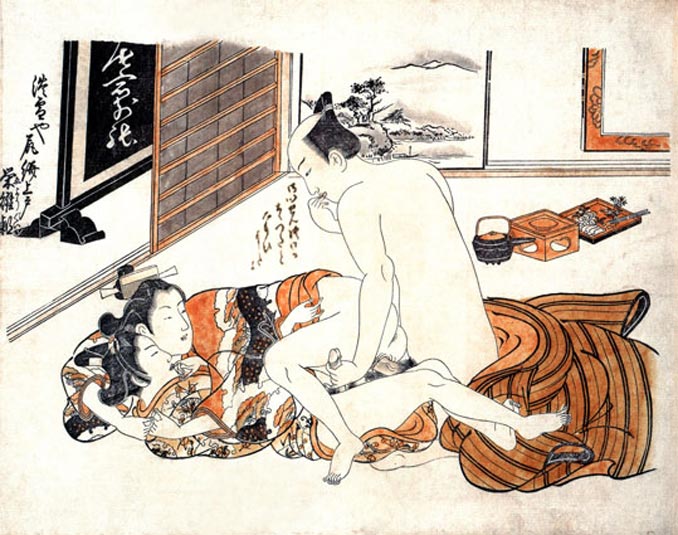 Shunga – Relaciones Sexuales entre matrimonio y joven travestido - Suzuki Harunobu